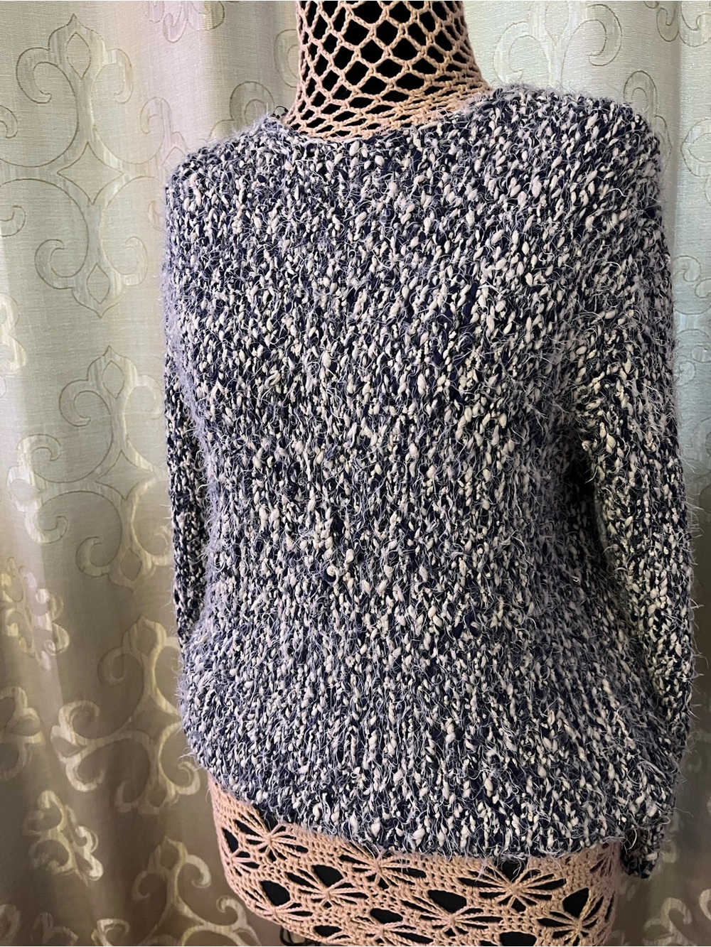 Philosophy Marled Blue and White Crewneck Sweater